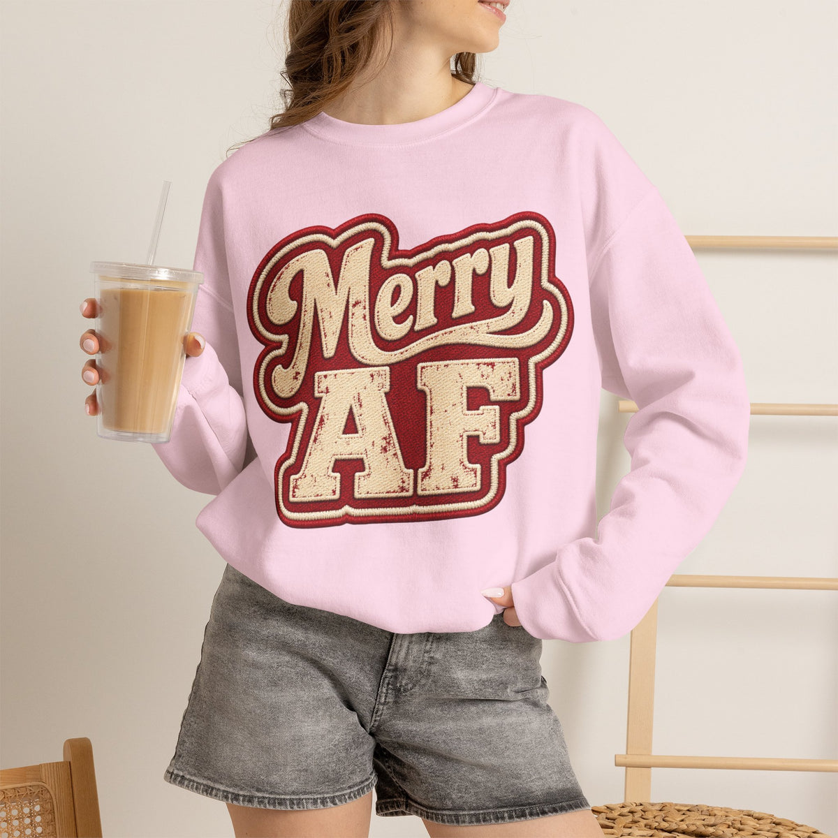 Merry AF Sweatshirt – Funny Retro Holiday Crewneck