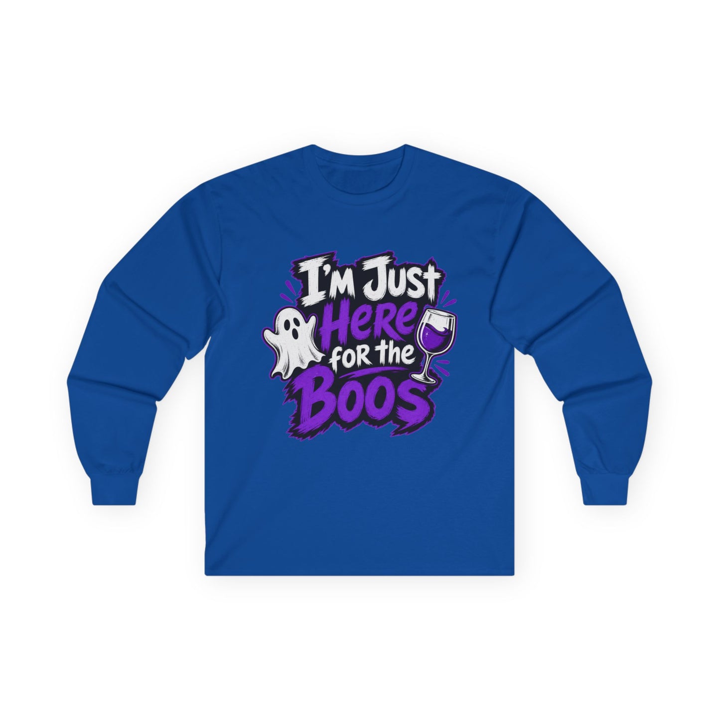 I'm Just Here for the Boos Halloween T-Shirt Ghosts & Cocktails Long Sleeve