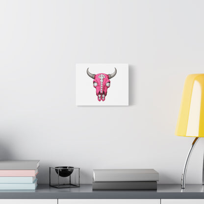 Pink Jeweled Bull Skull Canvas Art — Glam Western Wall Decor