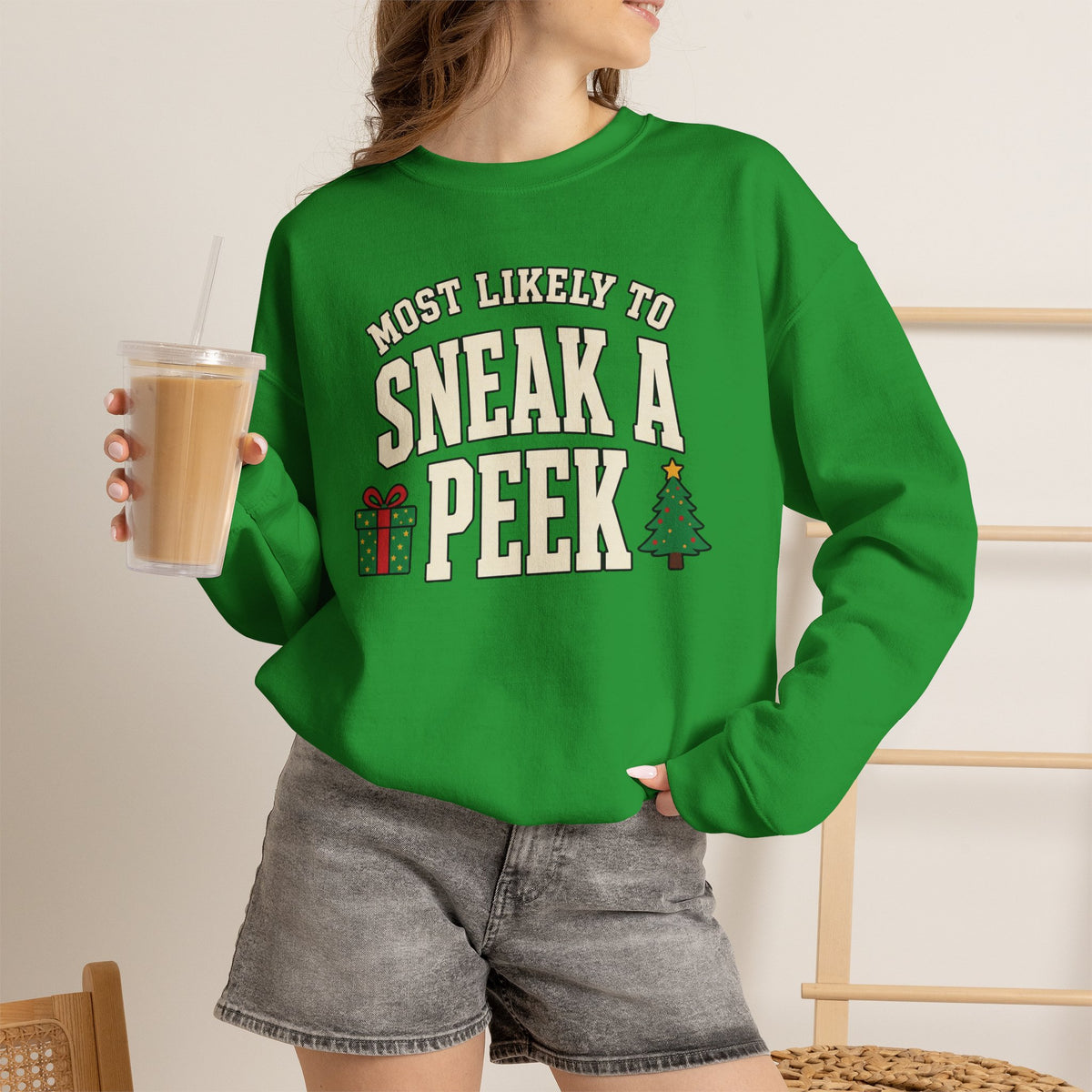 Most Likely To Sneak A Peek Sweatshirt - Funny Christmas Crewneck