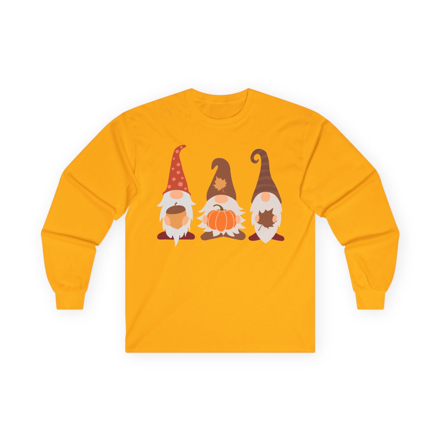 Fall Gnomes Trio Long Sleeve T-Shirt — Fall Pumpkin Gnomes Shirt