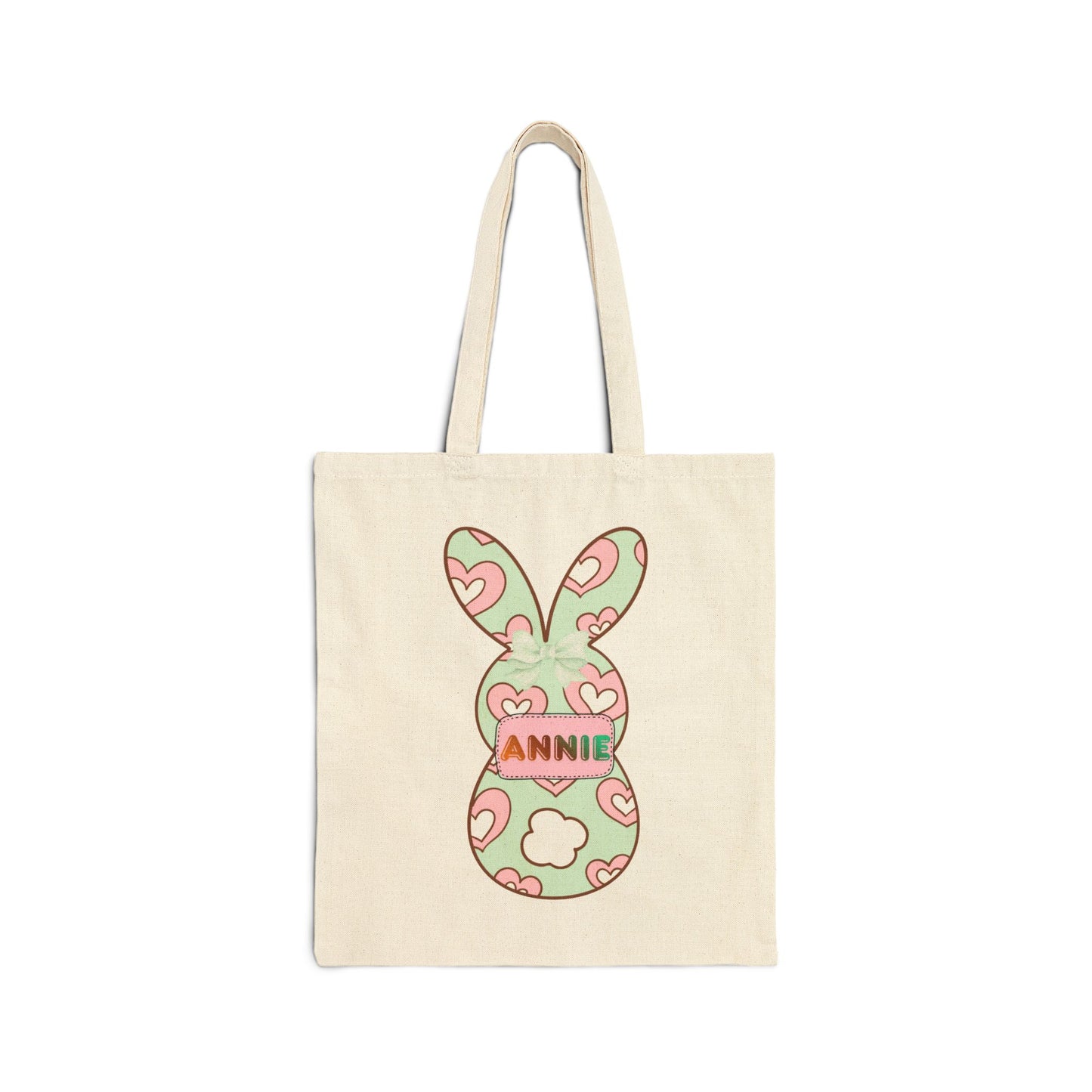Personalized Easter Bunny Tote Bag - Custom Name Cotton Canvas
