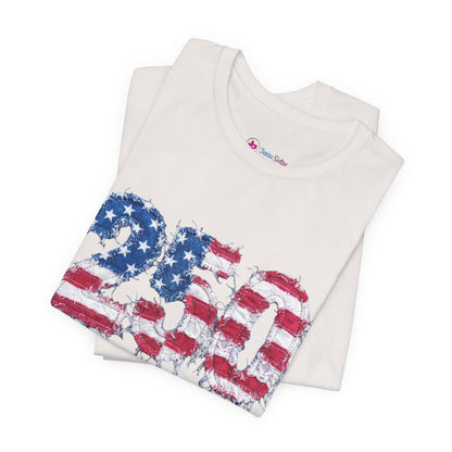 4th of July Frayed Patch Graphic Tee — Patriotic Independence Day T-Shirt
