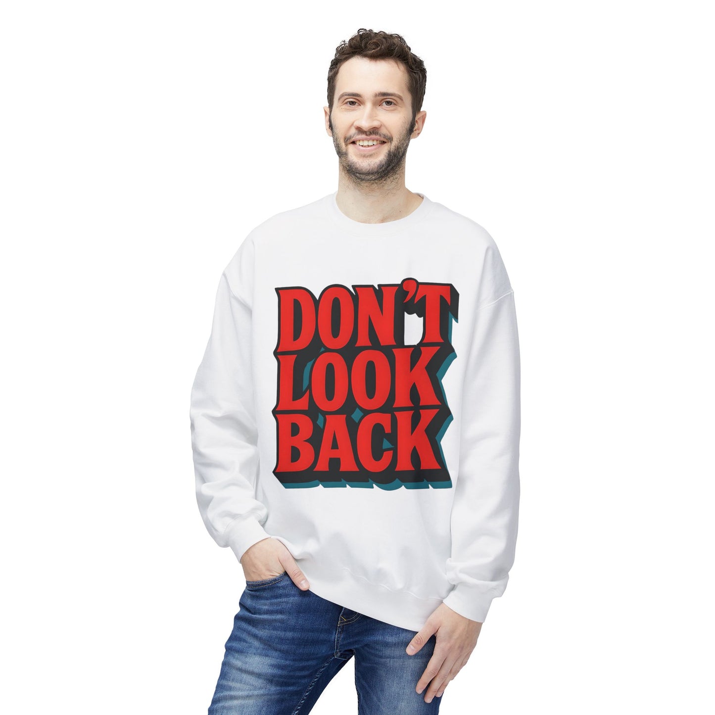 Softstyle Sweatshirt Don't Look Back - Comfortable and Stylish Fleece Crewneck for Adults