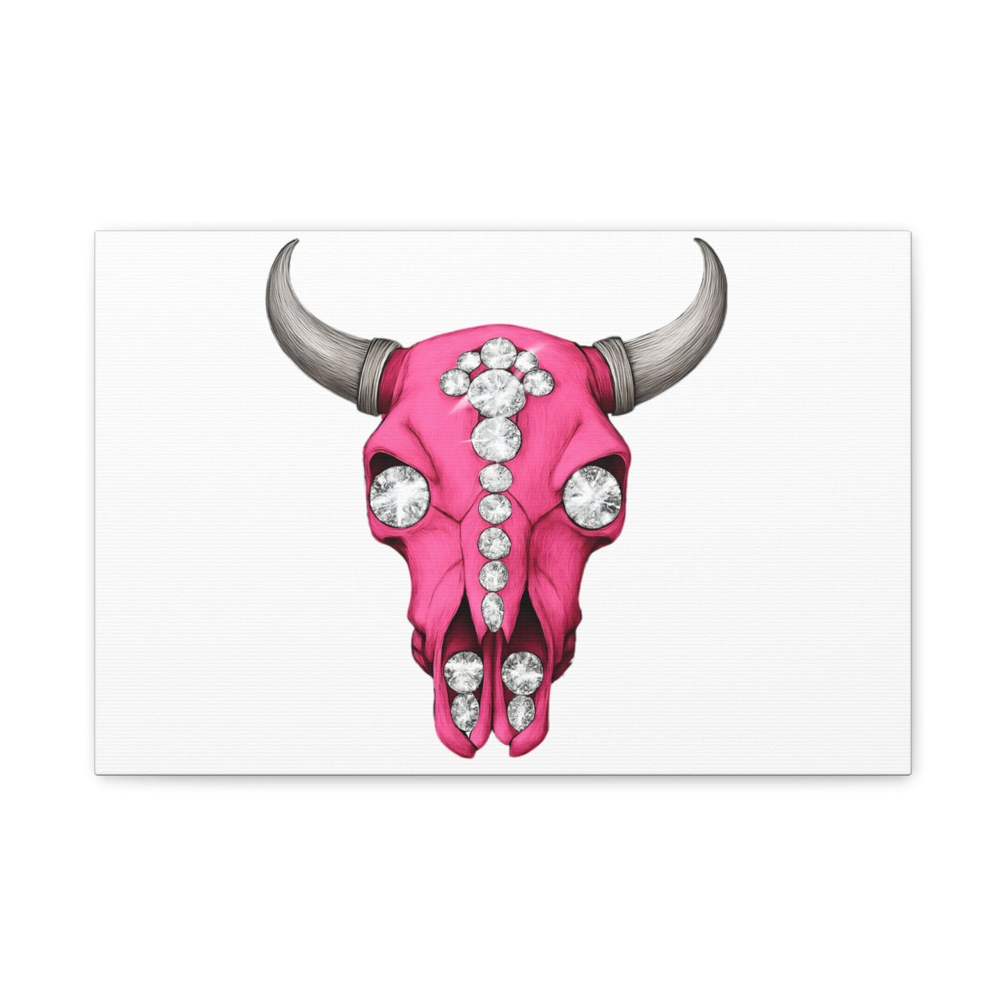 Pink Jeweled Bull Skull Canvas Art — Glam Western Wall Decor