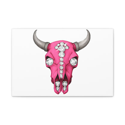 Pink Jeweled Bull Skull Canvas Art — Glam Western Wall Decor