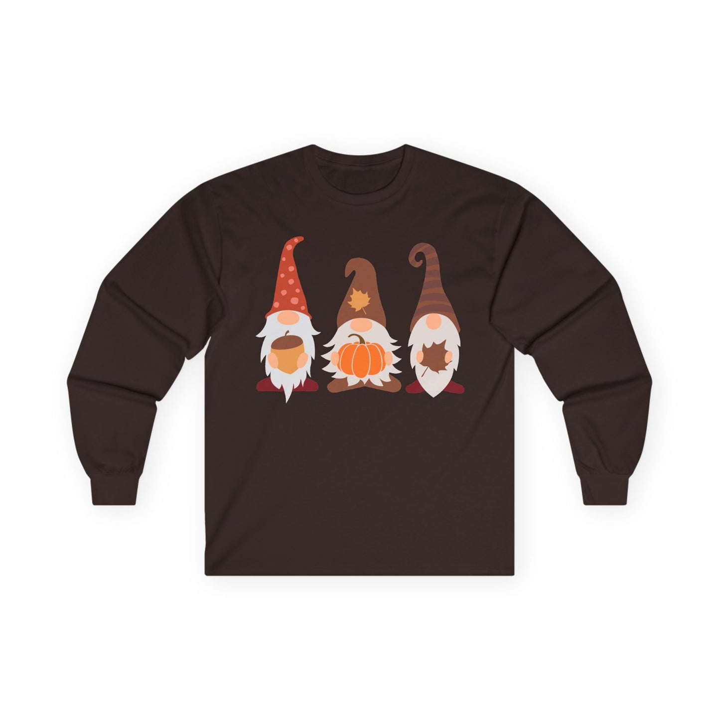 Fall Gnomes Trio Long Sleeve T-Shirt — Fall Pumpkin Gnomes Shirt
