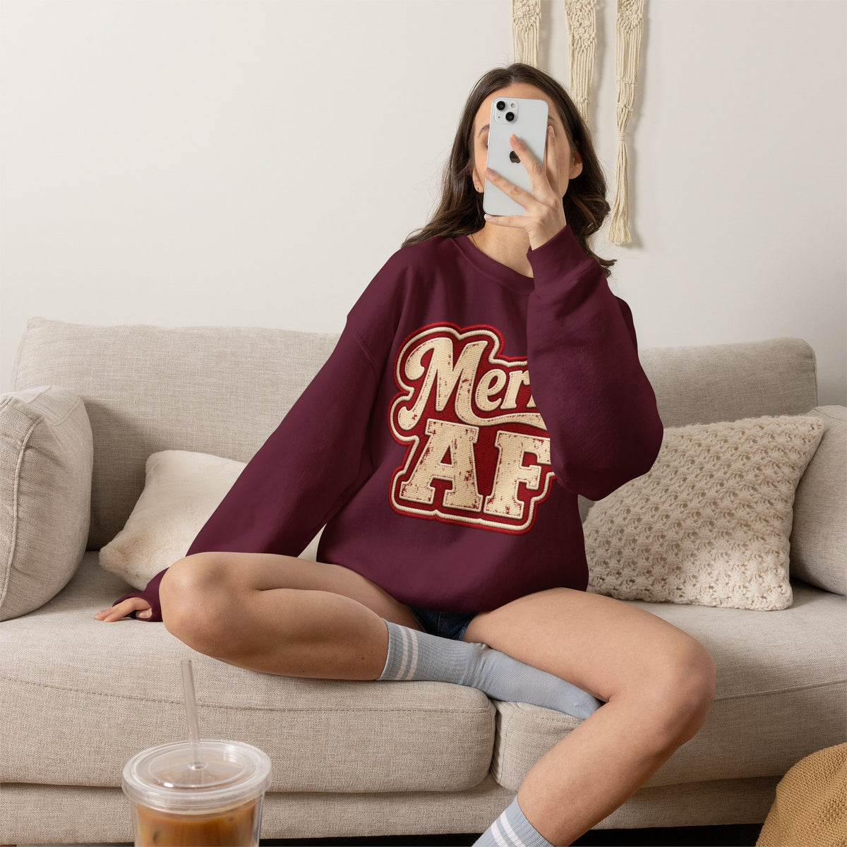 Merry AF Sweatshirt – Funny Retro Holiday Crewneck