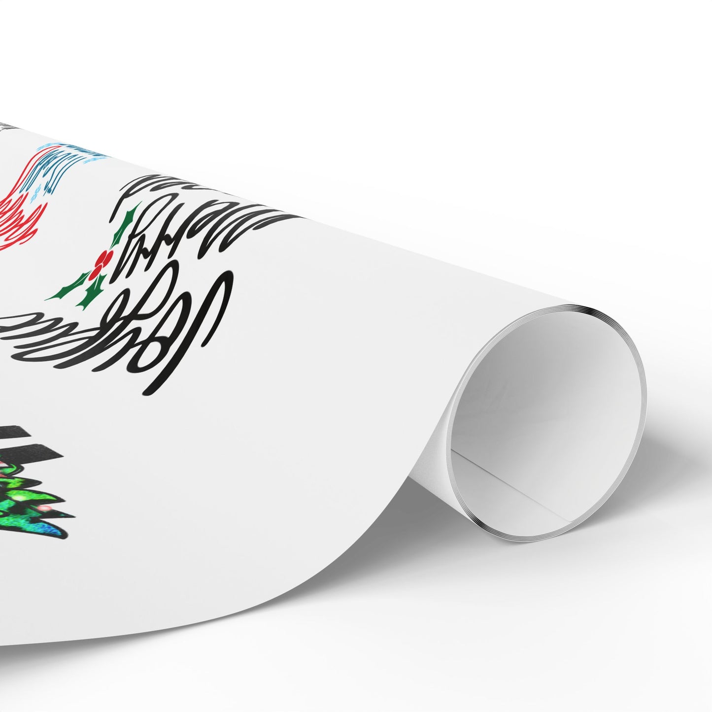 Wrapping Paper Roll – "Joyful Merry & Blessed" Holiday Gift Wrap with Festive Script Pattern