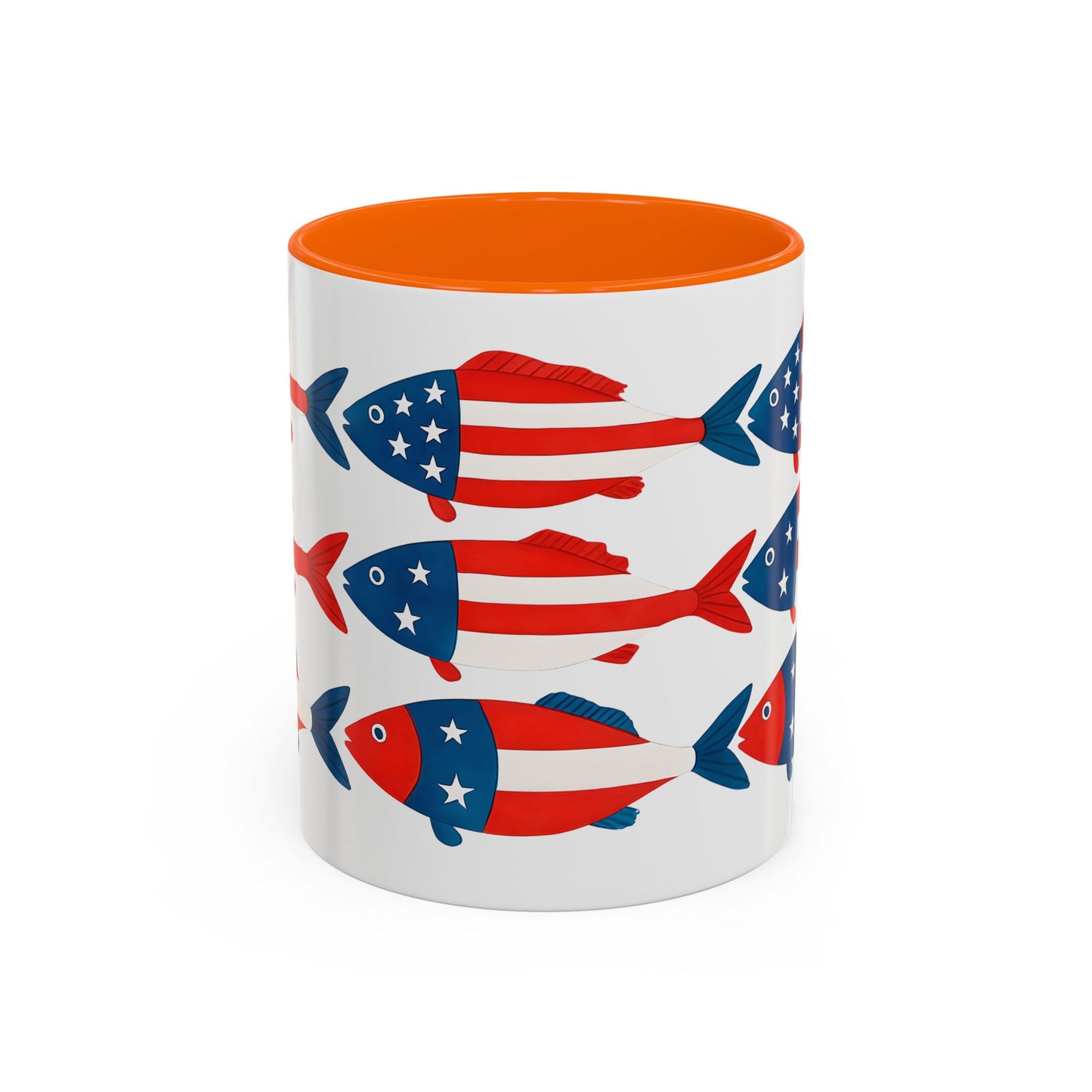 Patriotic Fish Flag Coffee Mug American Flag Accent 11 or 15oz