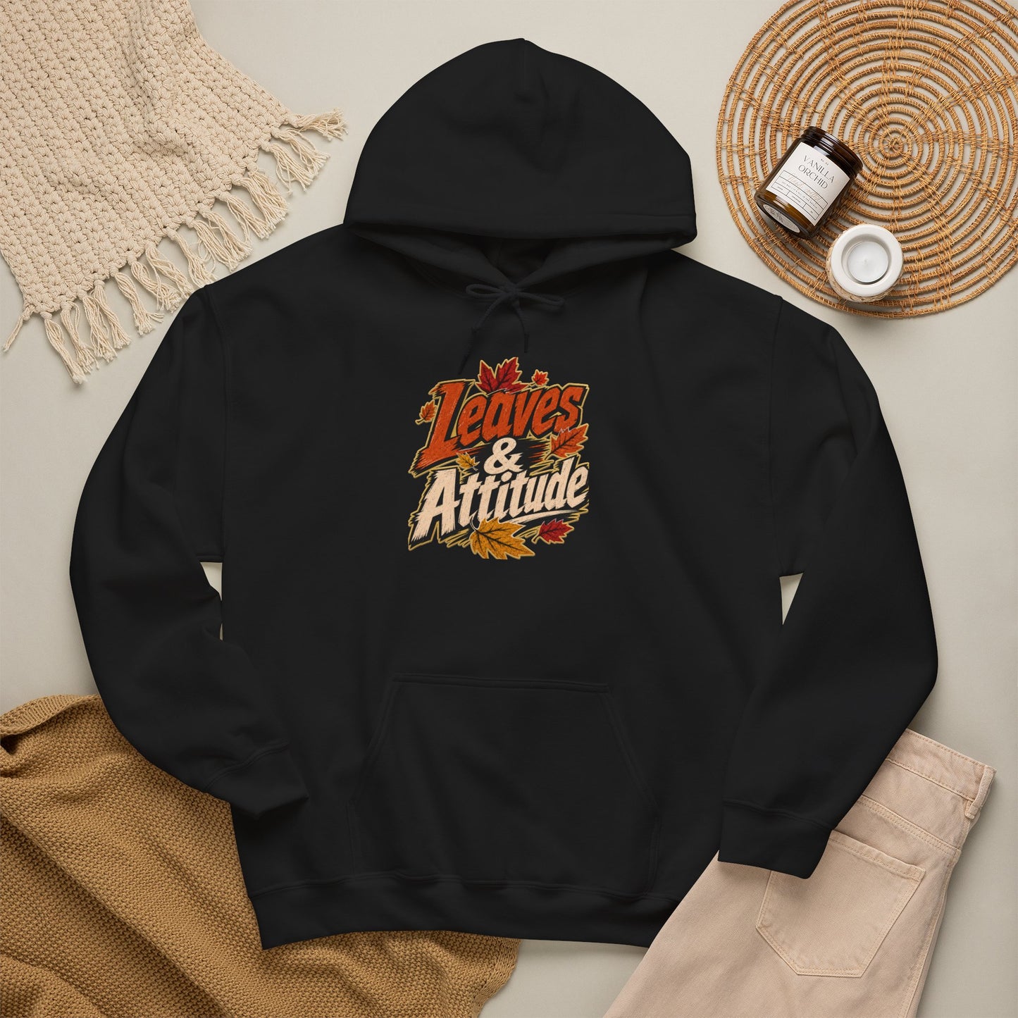 Leaves & Attitude Hoodie — Fall Graphic Pullover