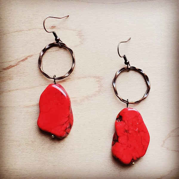 Red Turquoise Chunky Earrings