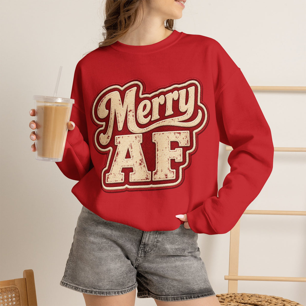 Merry AF Sweatshirt – Funny Retro Holiday Crewneck