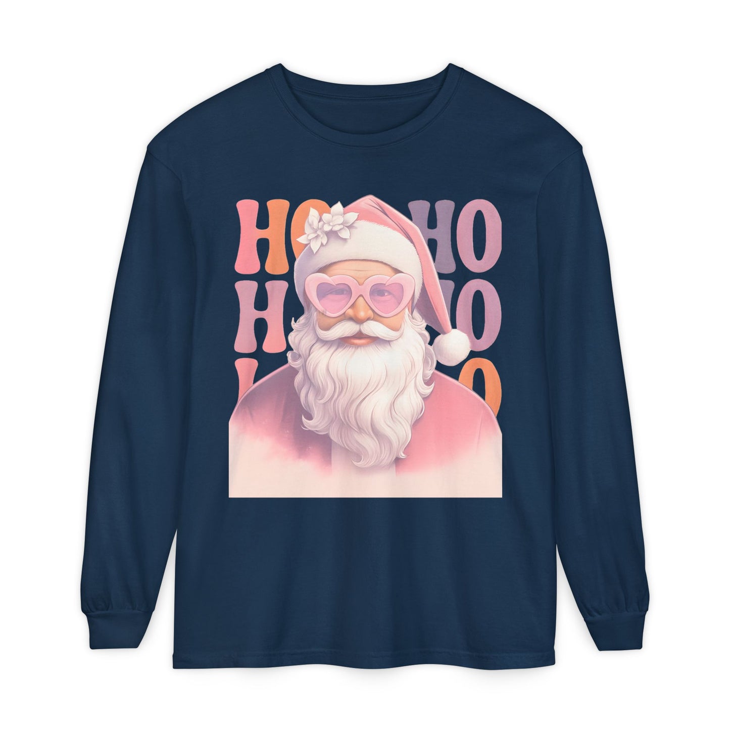 Christmas Santa HO HO HO Long Sleeve T-Shirt - Lots of Color Choices