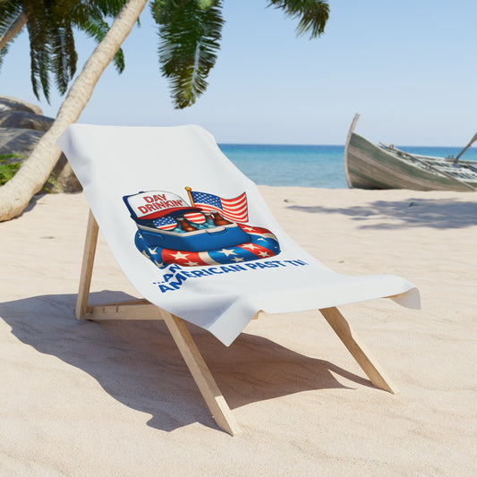 Beach Towel - Day Drinkin An American Past Time Patriotic 4th of July Pool & Beach Towel