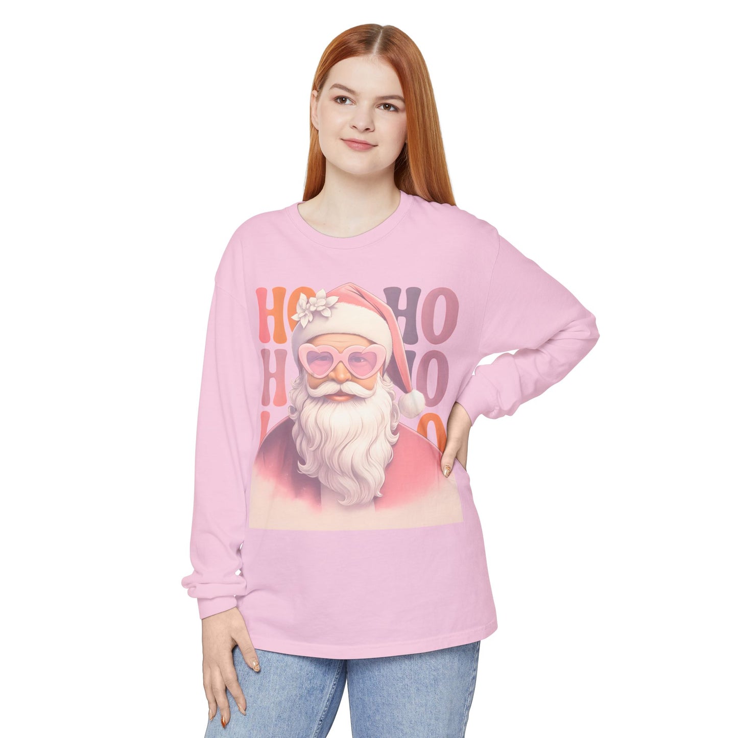 Christmas Santa HO HO HO Long Sleeve T-Shirt - Lots of Color Choices