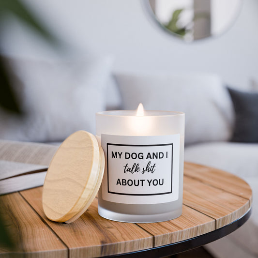 Dog Lovers' Frosted Glass Candle - 11oz, Funny Gift for Pet Owners, Home Decor, Candle Lovers, Unique Dog Memes, Scented Candle