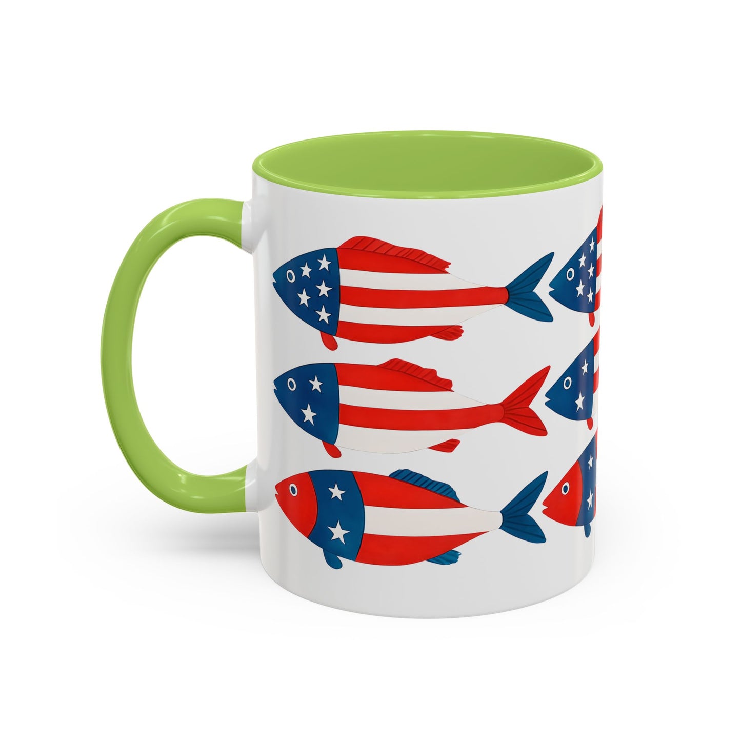 Patriotic Fish Flag Coffee Mug American Flag Accent 11 or 15oz
