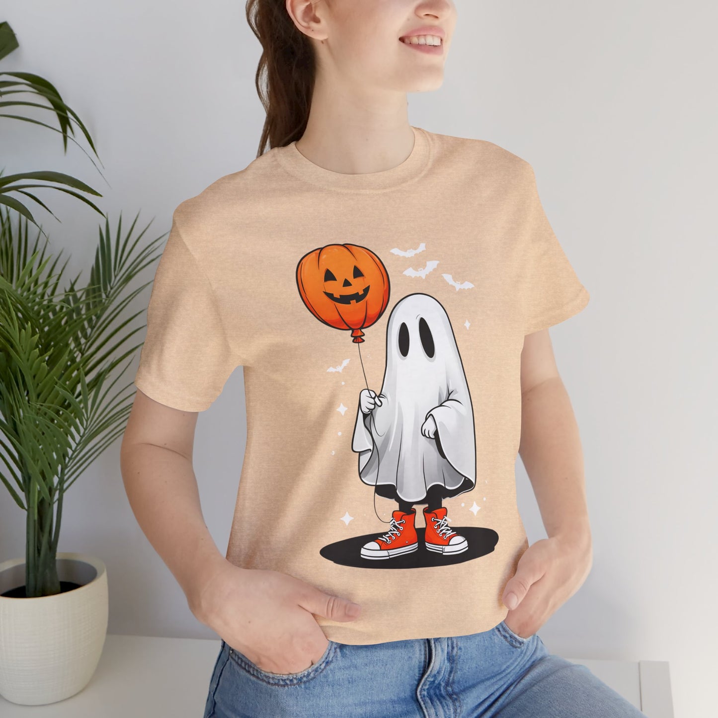 Ghost Tee with Orange Hightops and Pumpkin Balloon
