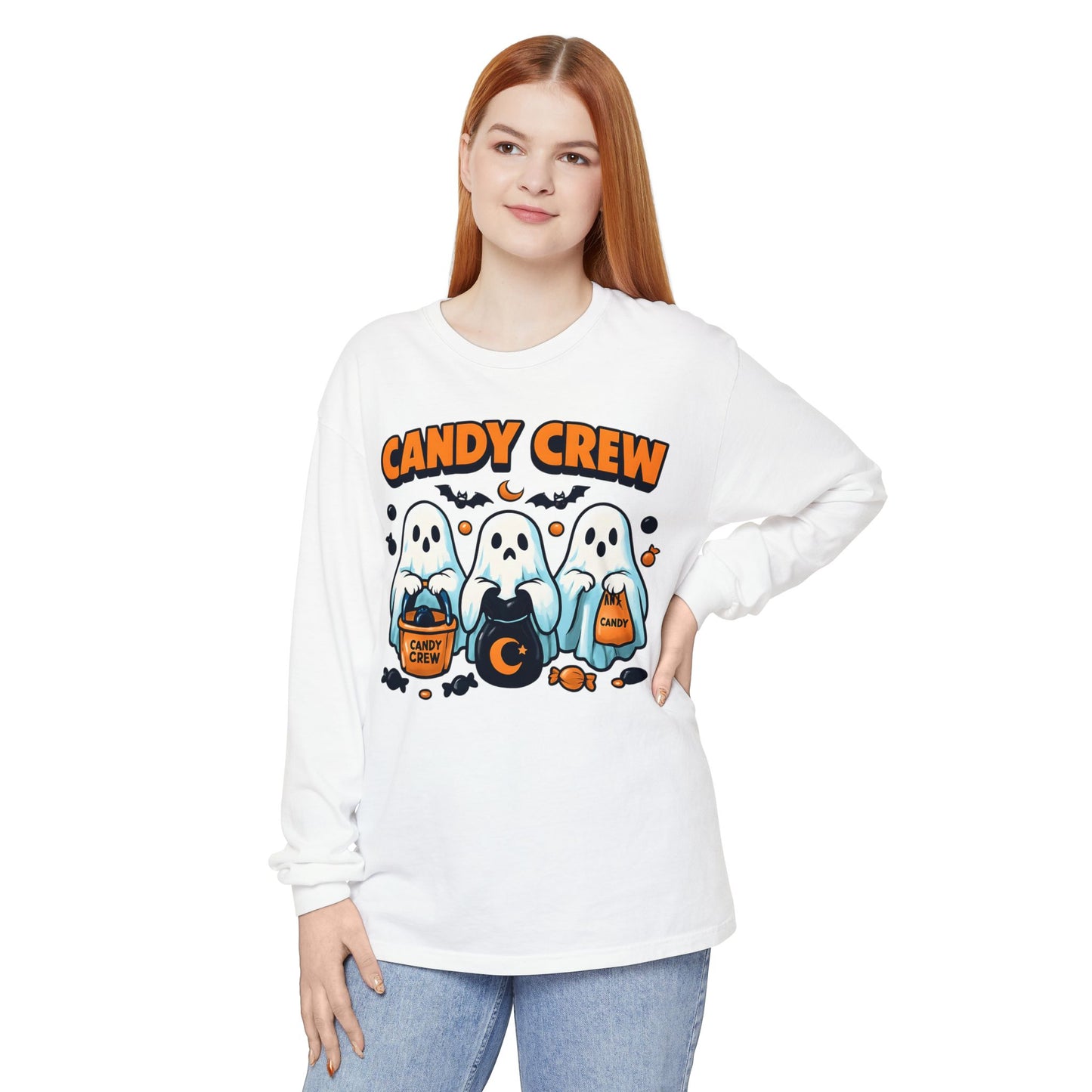 Halloween Ghosts Candy Crew Long Sleeve T-Shirt