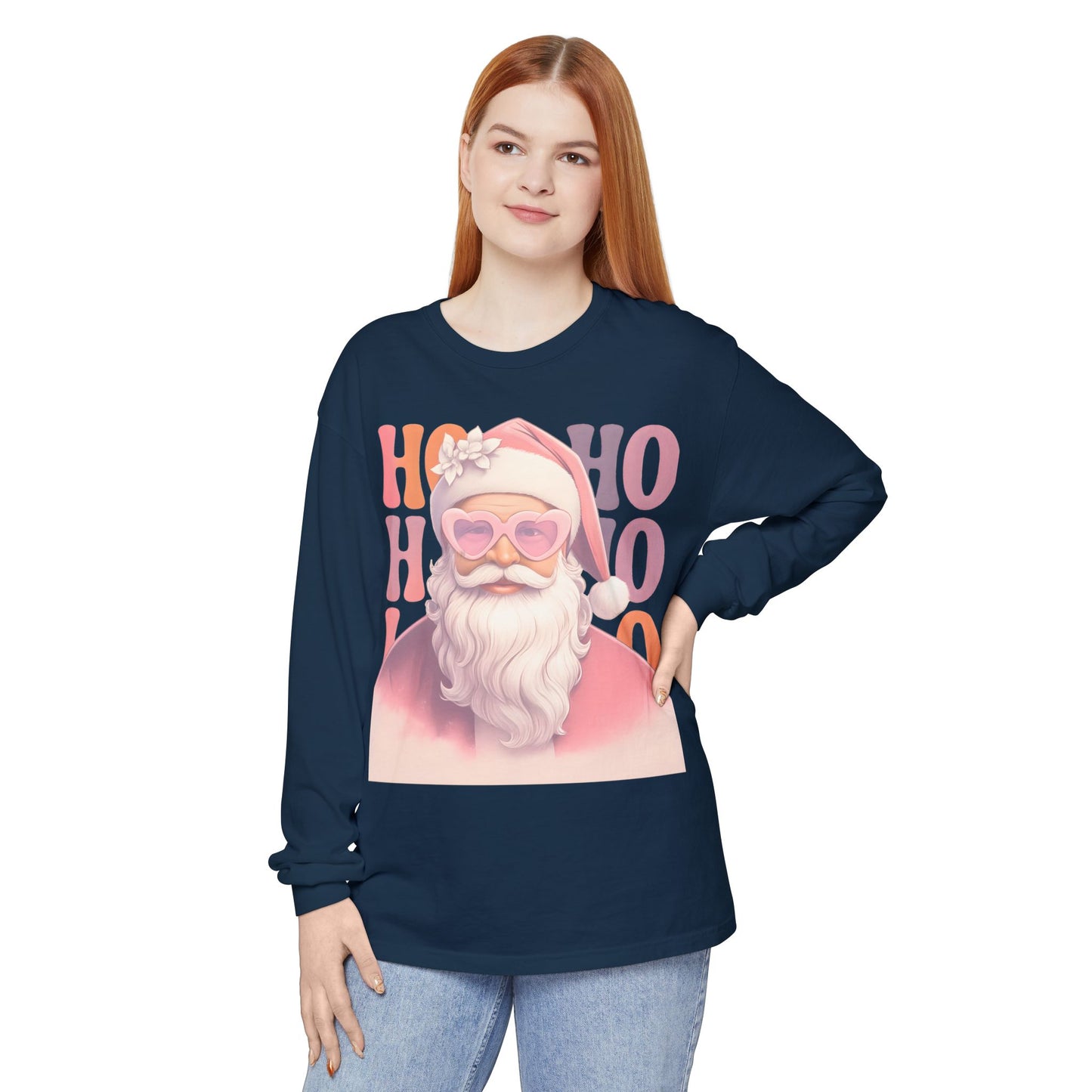 Christmas Santa HO HO HO Long Sleeve T-Shirt - Lots of Color Choices