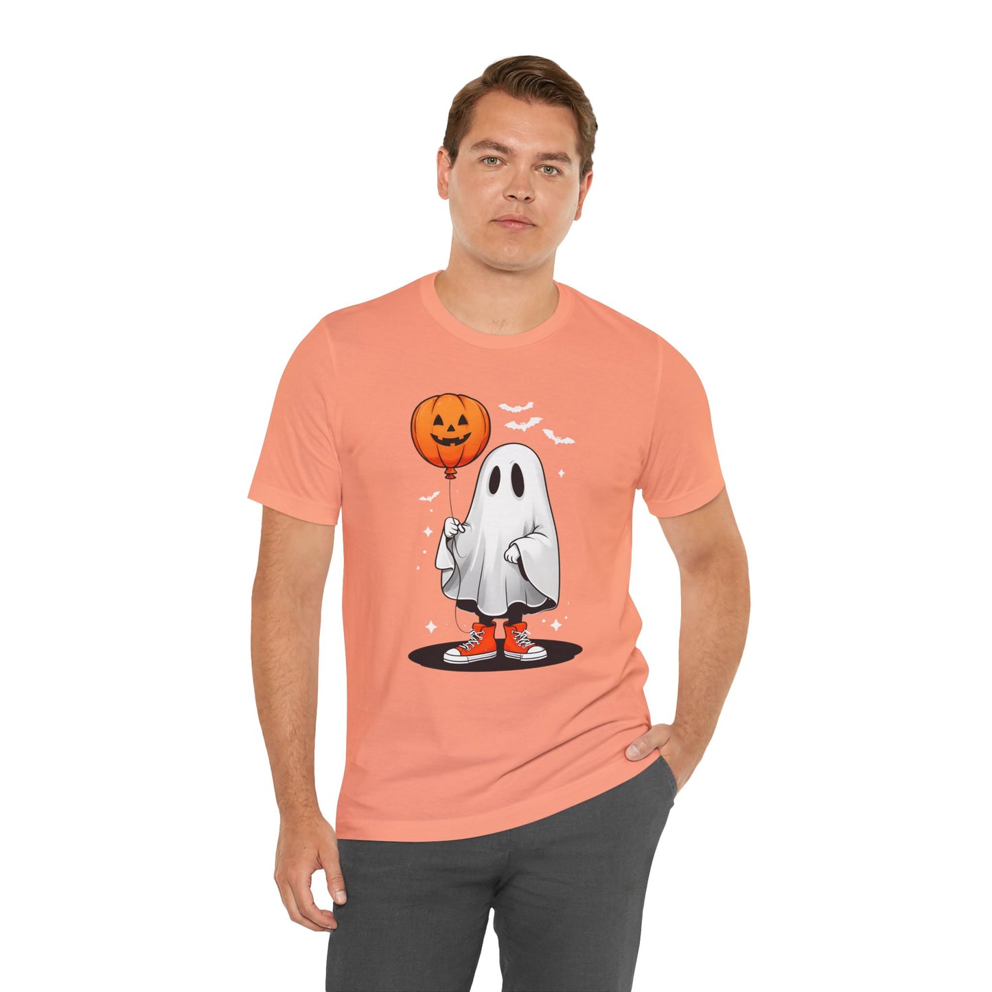 Ghost Tee with Orange Hightops and Pumpkin Balloon