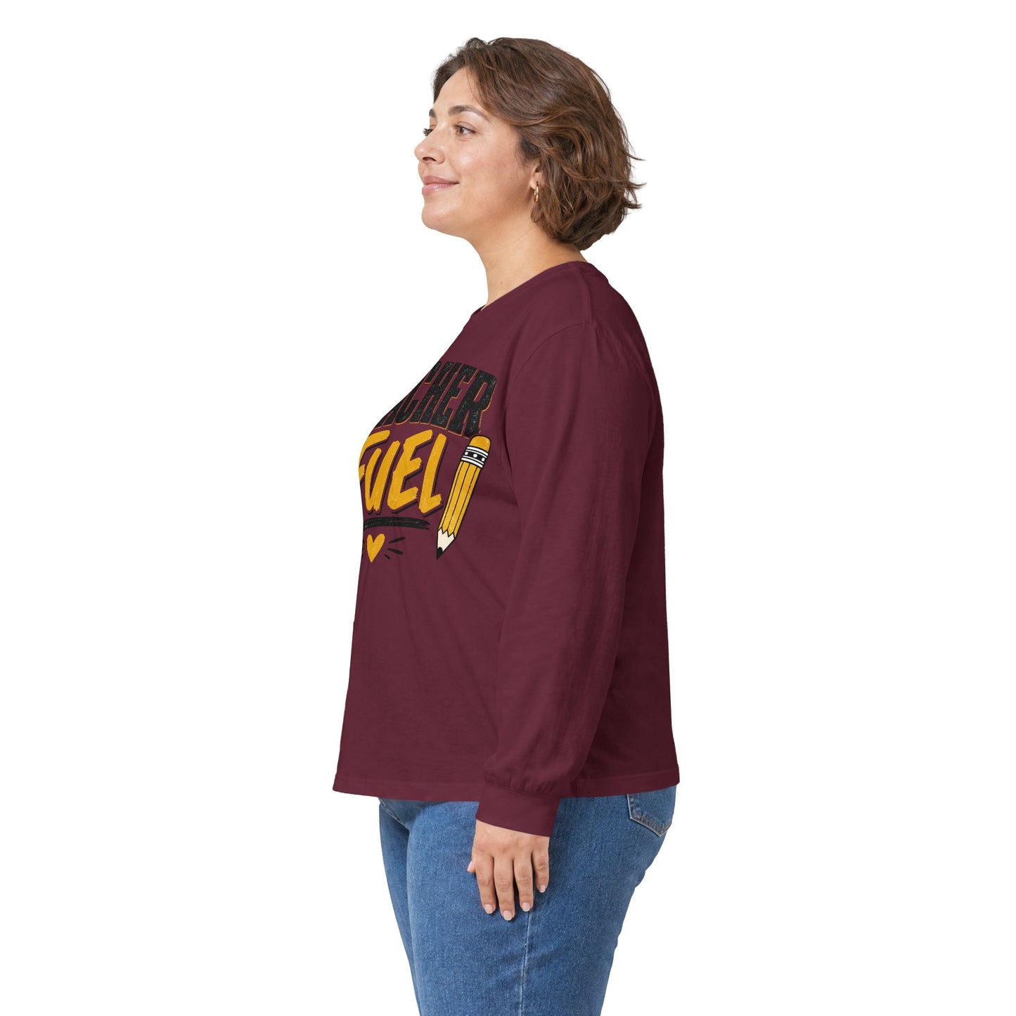 Teacher Fuel Long Sleeve T- Shirt — Coffee & Pencil Graphic Shirt for Teachers