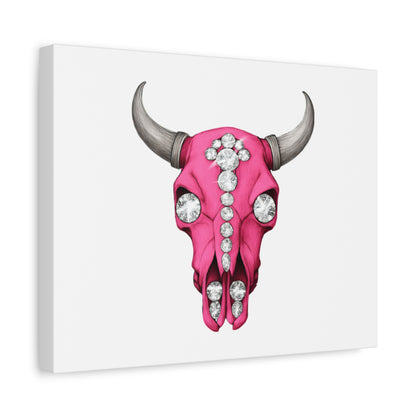 Pink Jeweled Bull Skull Canvas Art — Glam Western Wall Decor