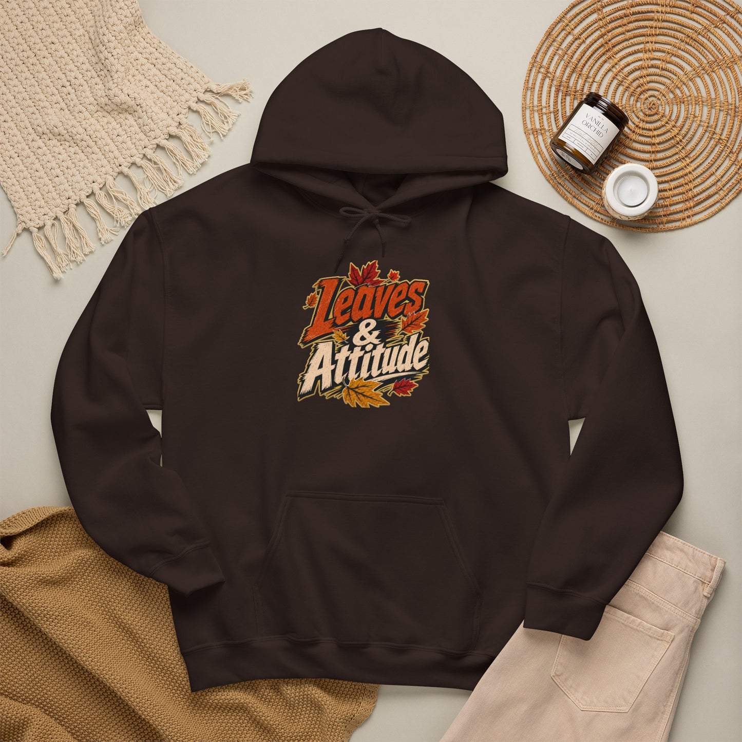 Leaves & Attitude Hoodie — Fall Graphic Pullover