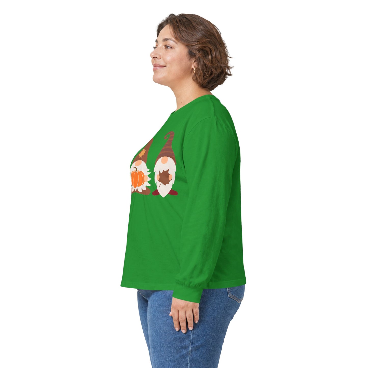 Fall Gnomes Trio Long Sleeve T-Shirt — Fall Pumpkin Gnomes Shirt