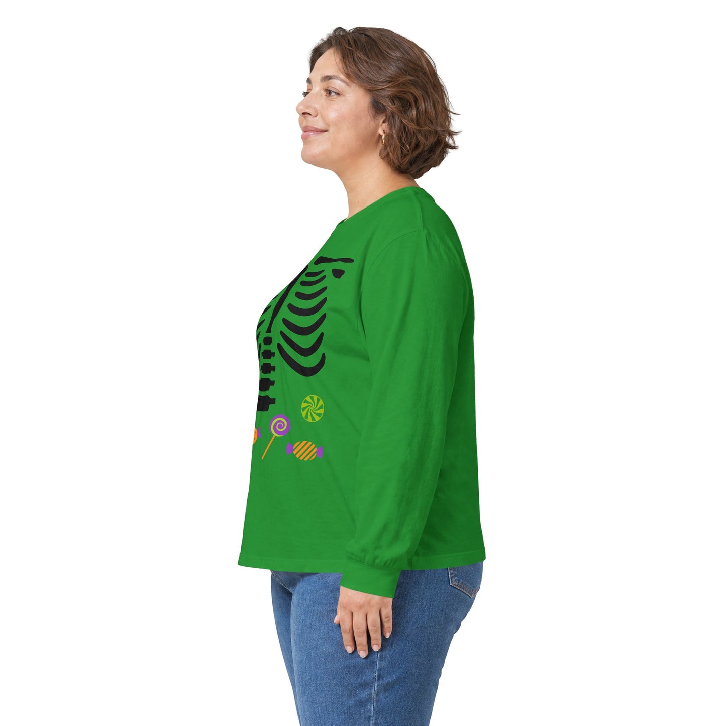 Candy Bones skeleton long sleeve T-Shirt Halloween candy ribs shirt