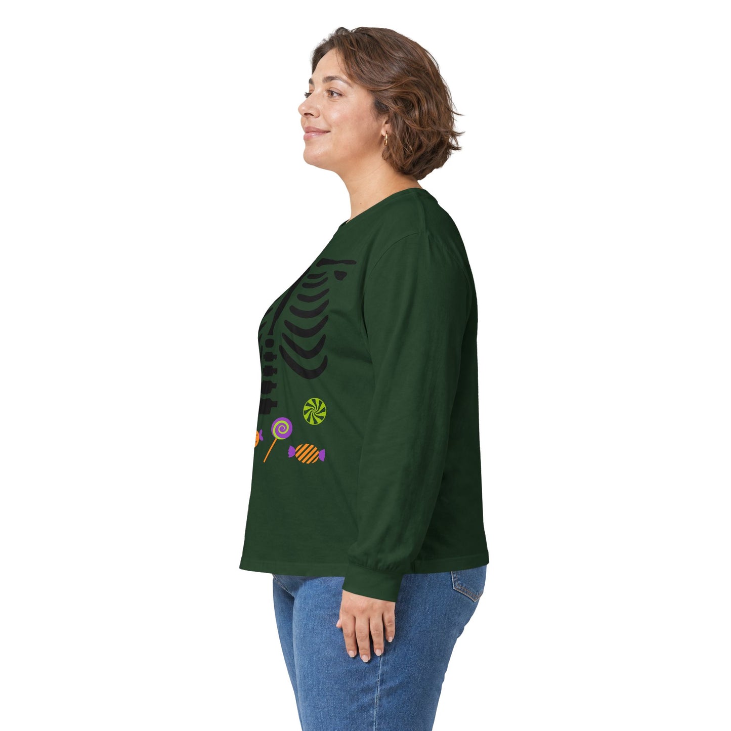 Candy Bones skeleton long sleeve T-Shirt Halloween candy ribs shirt