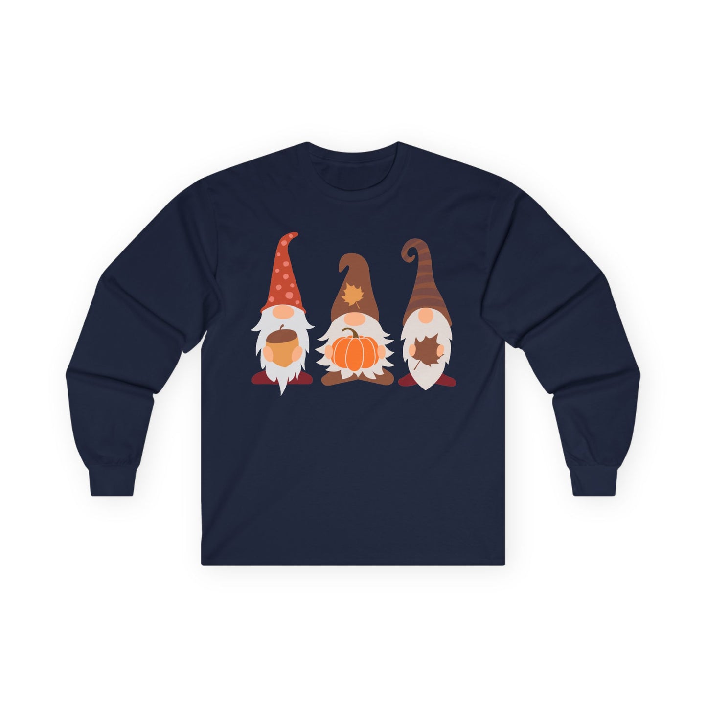 Fall Gnomes Trio Long Sleeve T-Shirt — Fall Pumpkin Gnomes Shirt