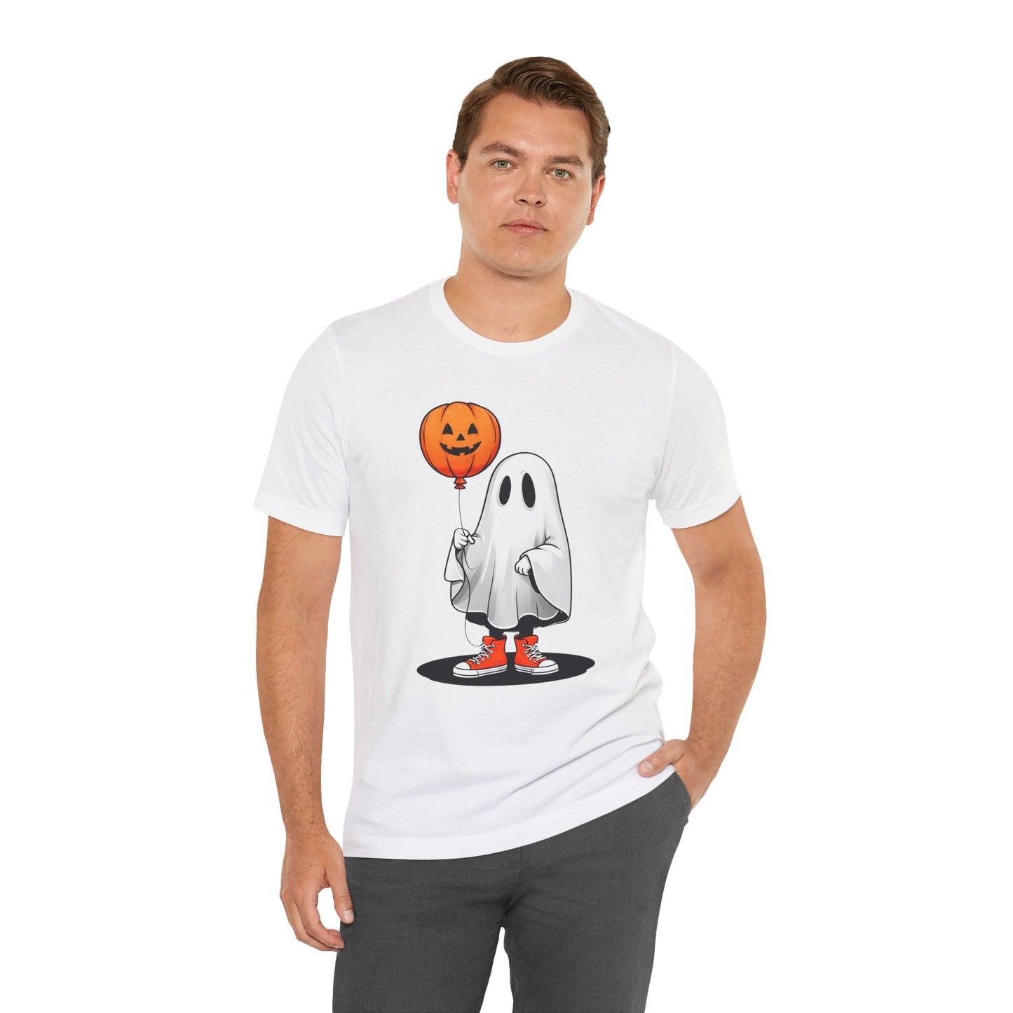 Ghost Tee with Orange Hightops and Pumpkin Balloon