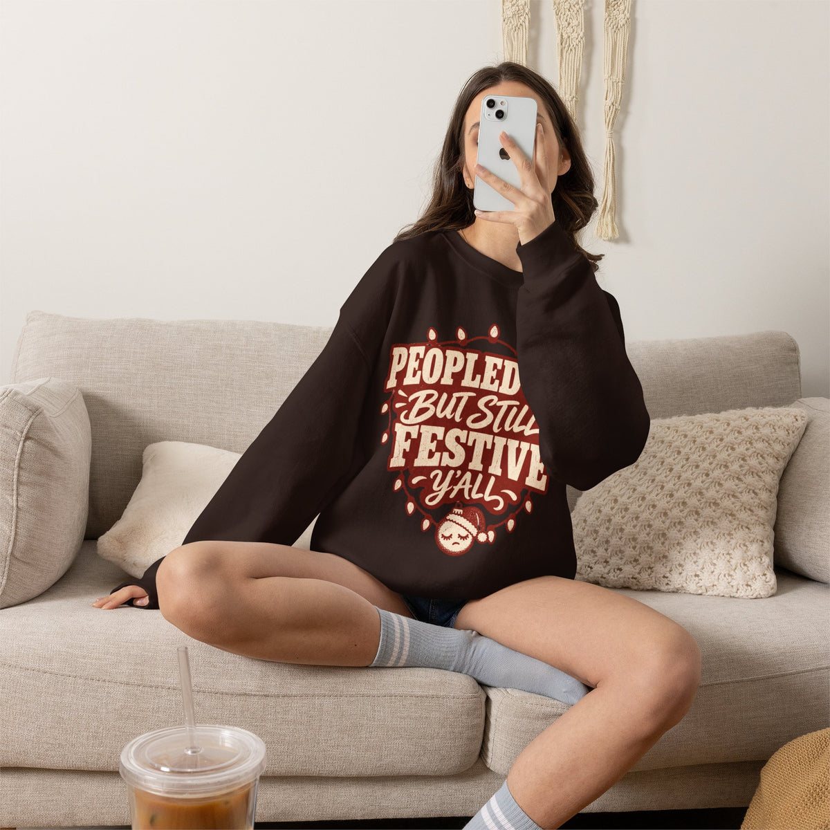 Peopled Out But Still Festive Y'all Christmas Sweatshirt