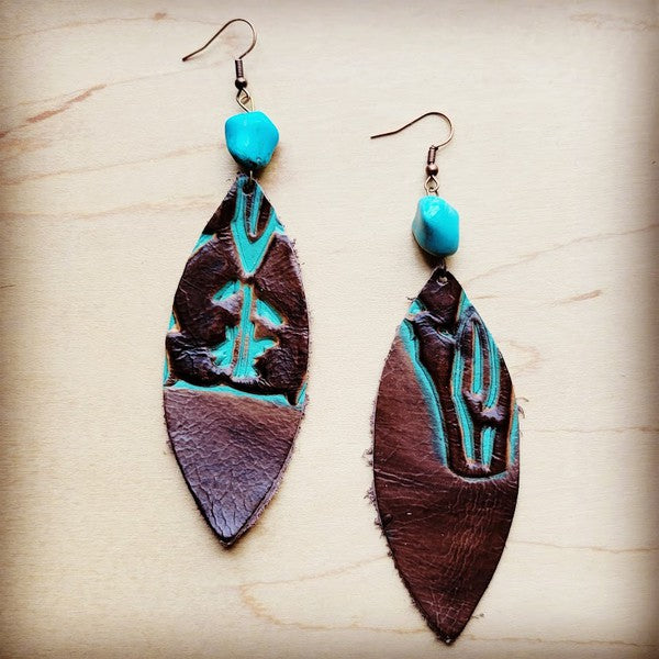 Oval Earrings in Turq Steer w/ Turquoise Accent