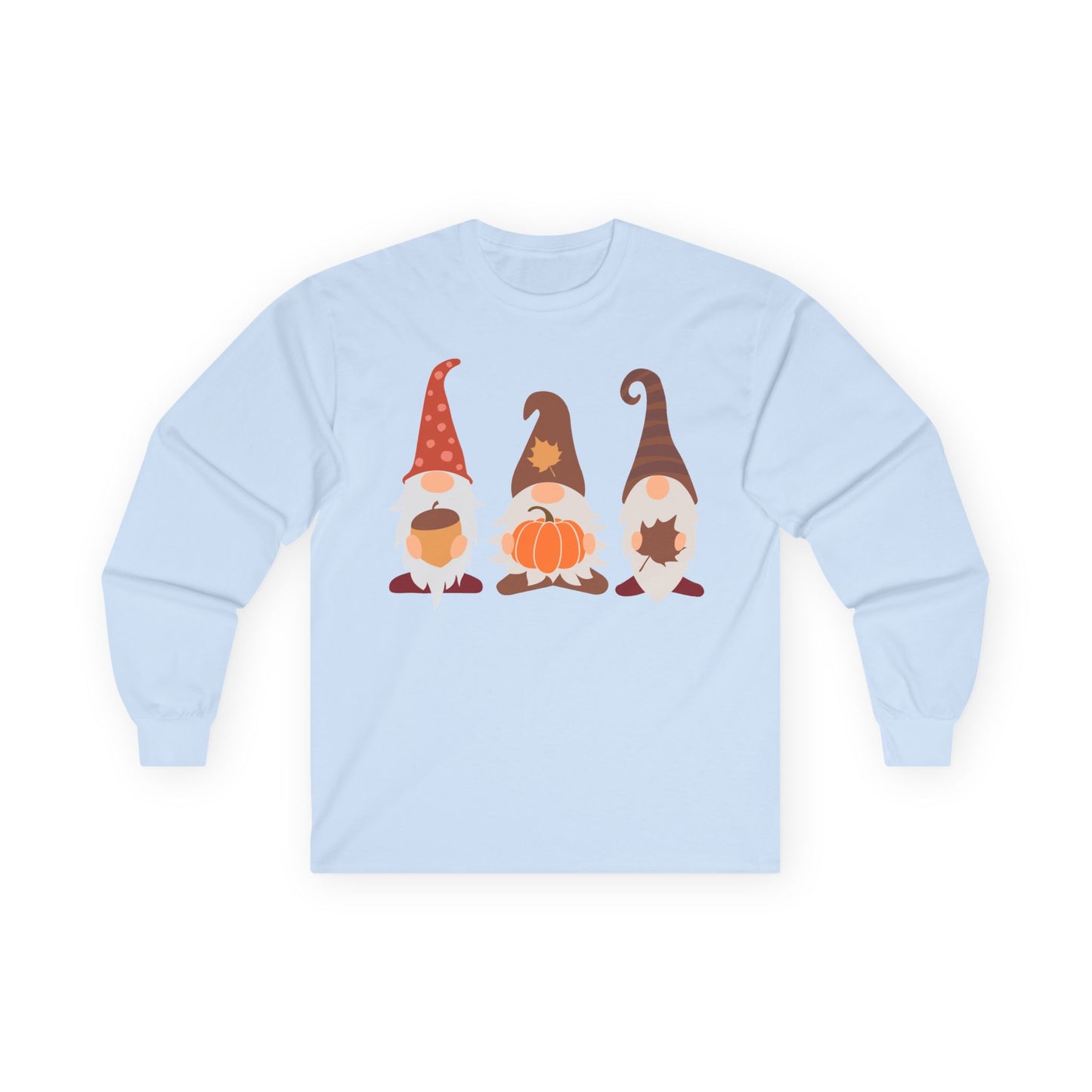 Fall Gnomes Trio Long Sleeve T-Shirt — Fall Pumpkin Gnomes Shirt