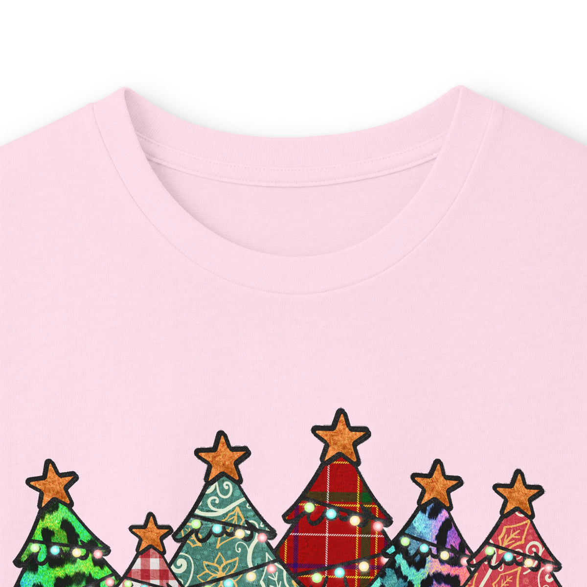 Colorful Plaid Christmas Trees T-Shirt Long Sleeve
