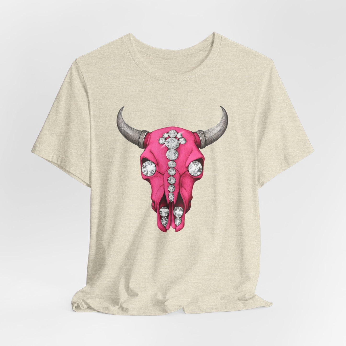 Pink Jeweled Bull Skull Tee – Western Cowgirl Graphic T-Shirt