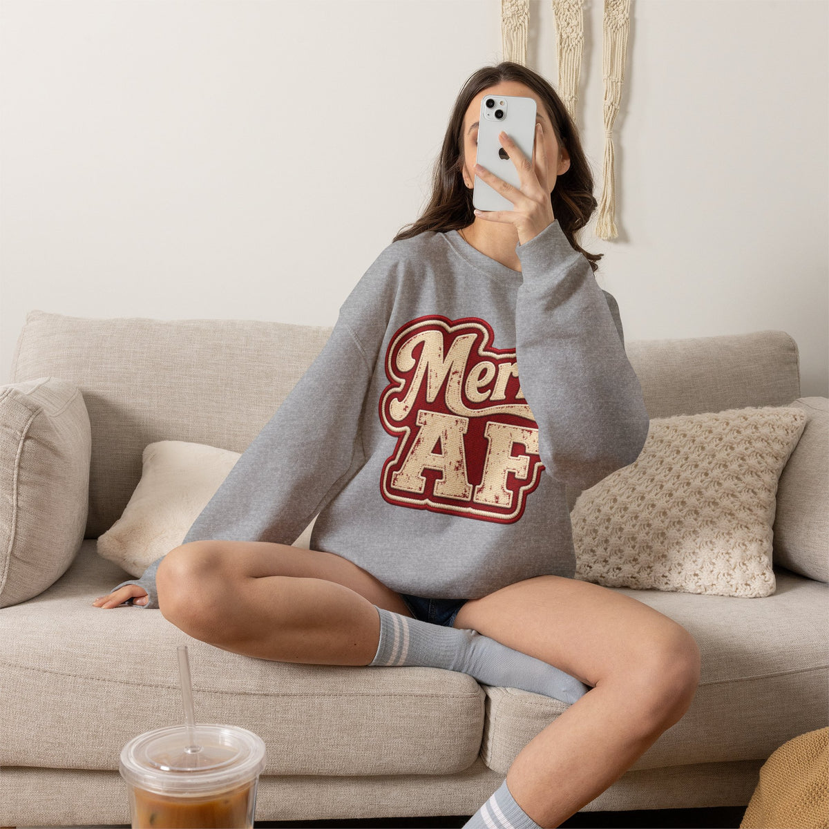 Merry AF Sweatshirt – Funny Retro Holiday Crewneck