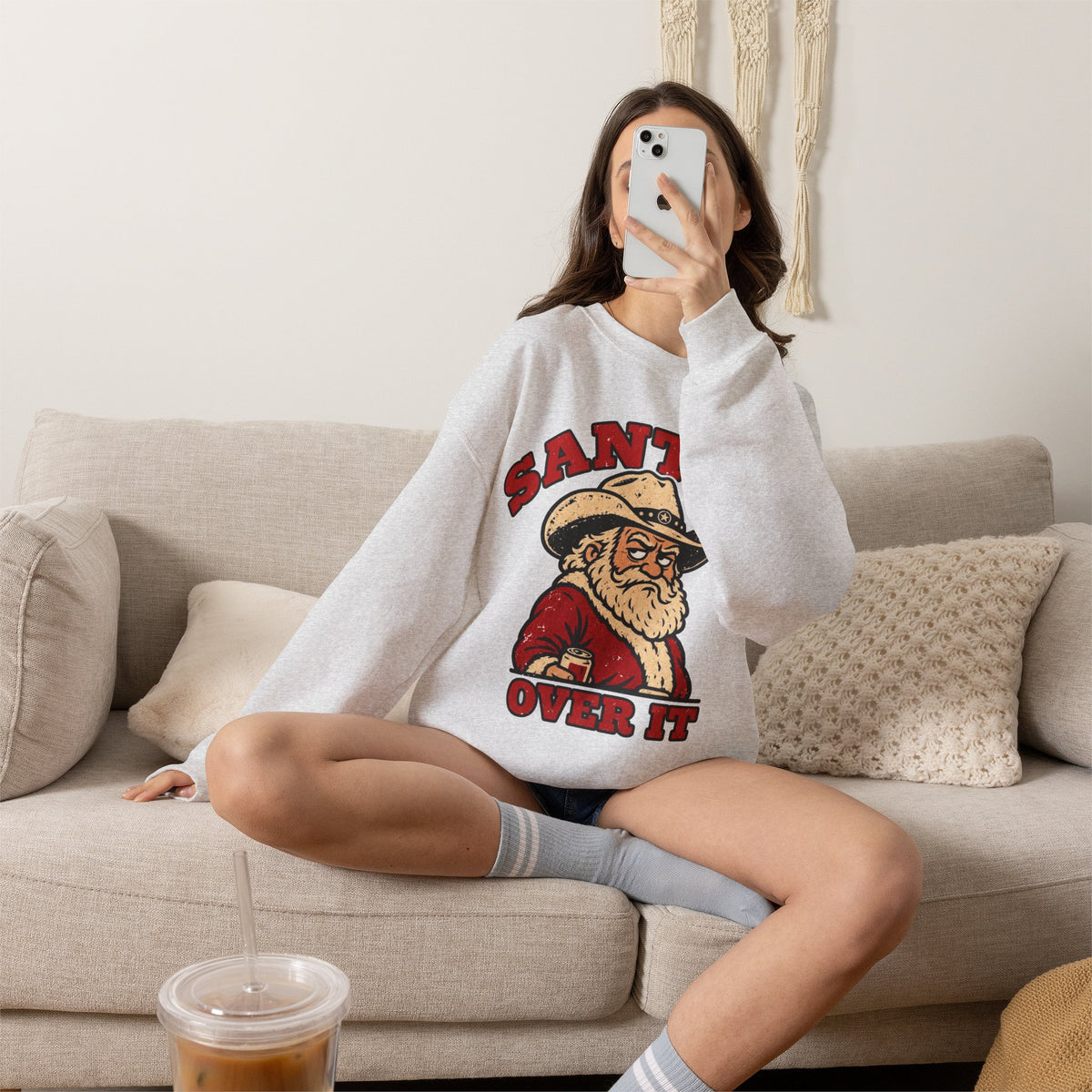 Santa's Over It Cowboy Santa Christmas Sweatshirt