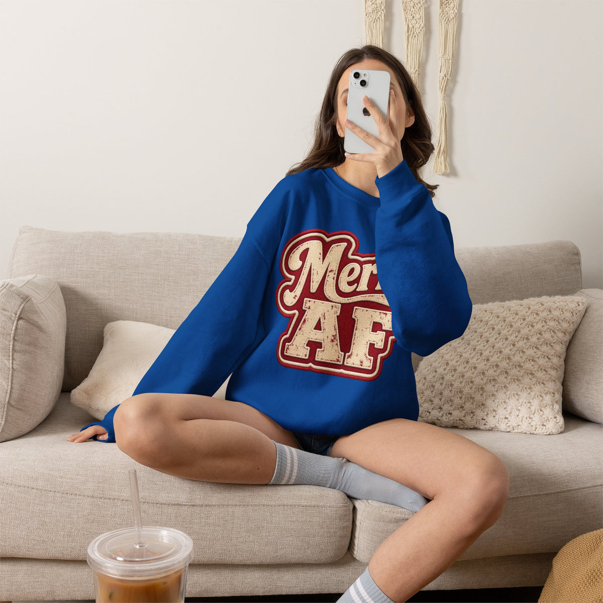 Merry AF Sweatshirt – Funny Retro Holiday Crewneck
