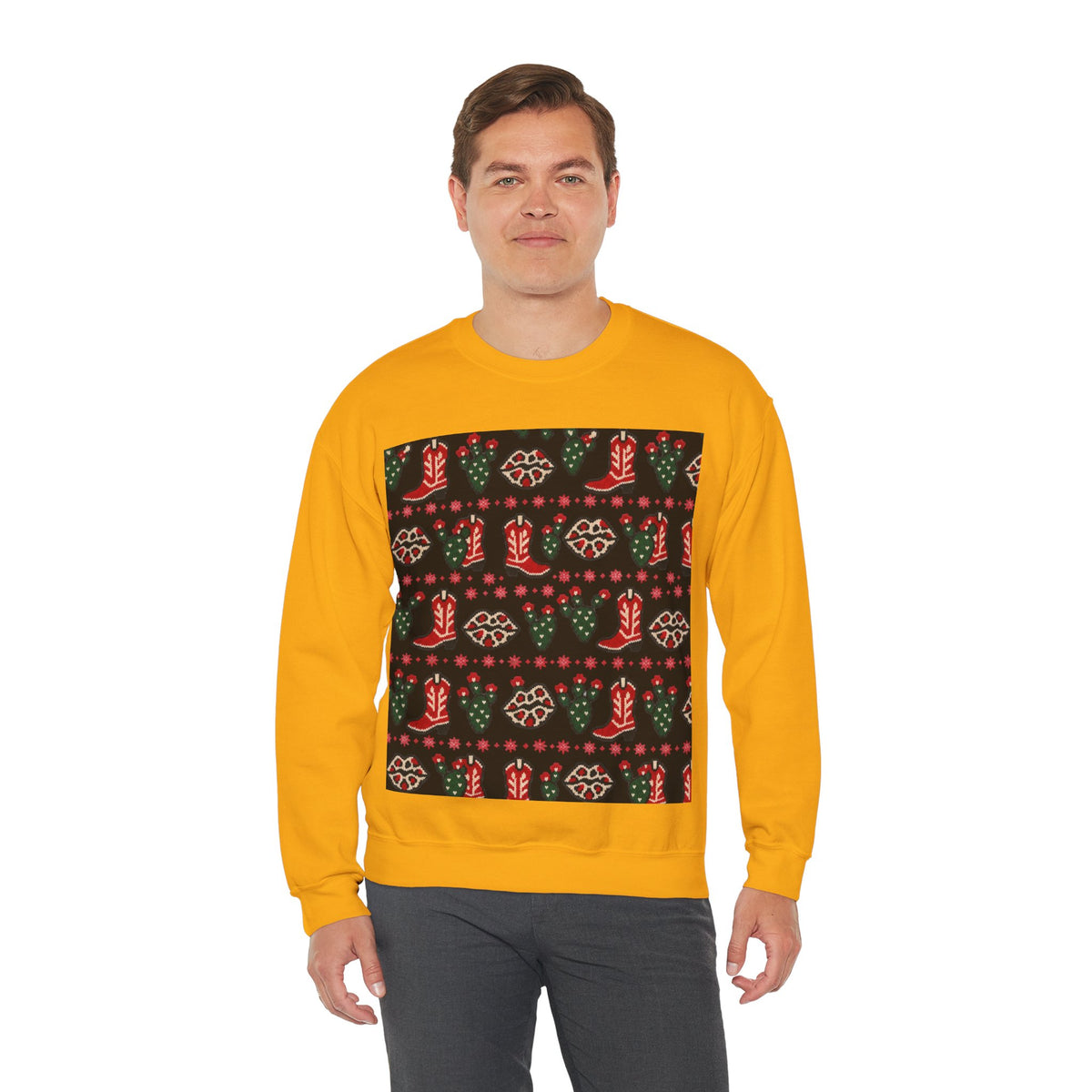 Feaux Ugly Sweater Western Christmas Sweatshirt