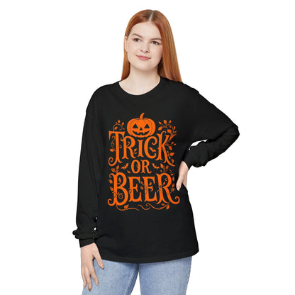 Funny Halloween TRICK OR BEER Long Sleeve T-Shirt
