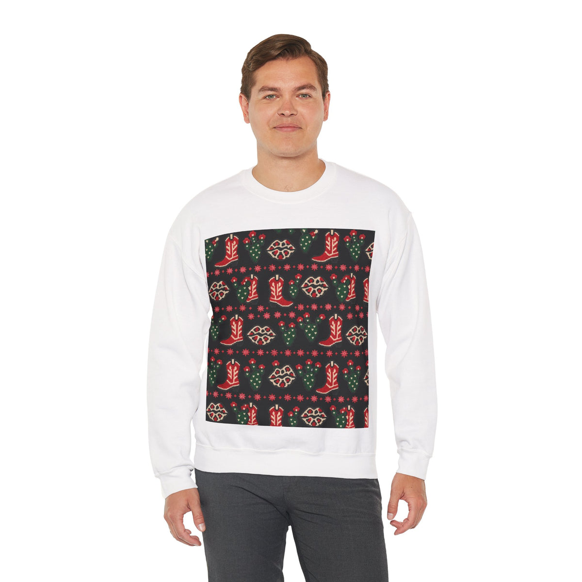 Feaux Ugly Sweater Western Christmas Sweatshirt