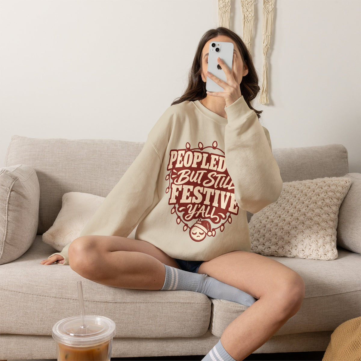 Peopled Out But Still Festive Y'all Christmas Sweatshirt