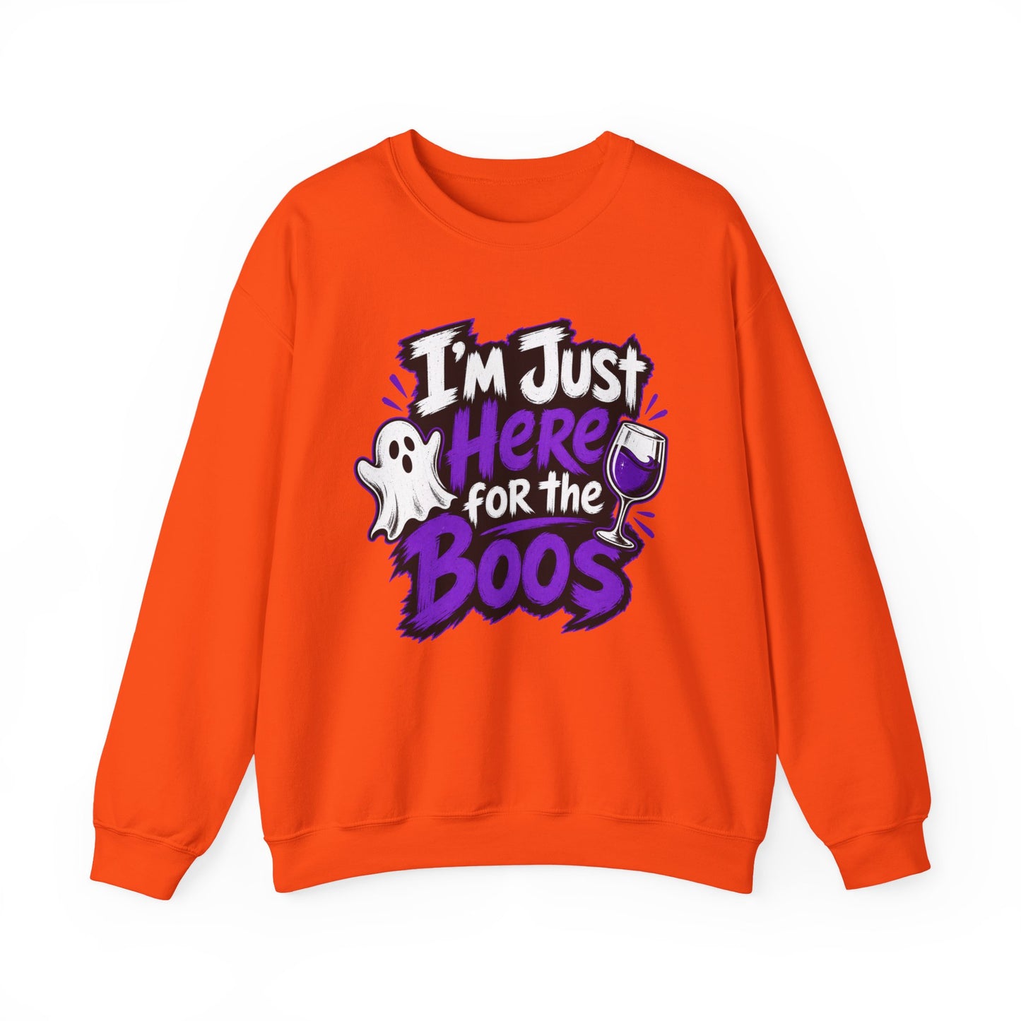 I'm Just Here for the Boos Halloween Sweatshirt — Ghost & Wine Graphic Crewneck