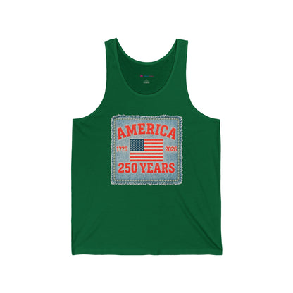 America 250 Years Flag Patch tank tops