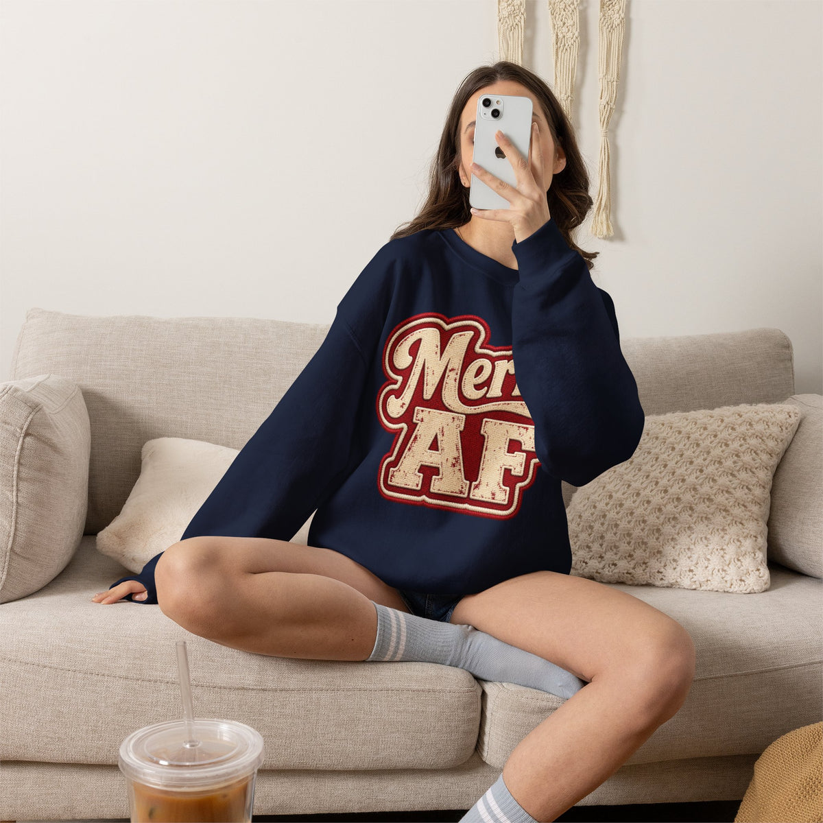 Merry AF Sweatshirt – Funny Retro Holiday Crewneck