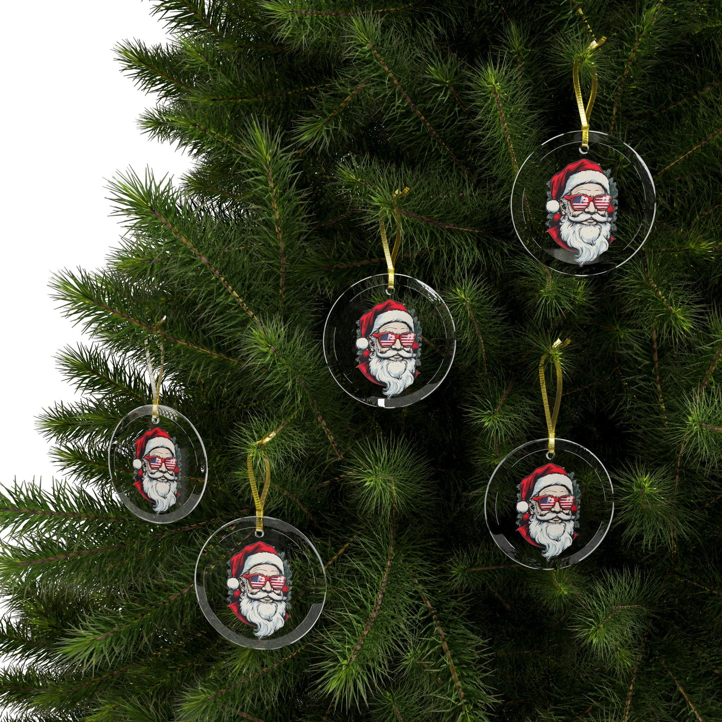 Glass Ornament USA SANTA